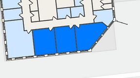 
							Planritning för QuickOffice Kista, 3 privata rum, 74 m²