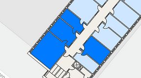 
							Planritning för Regus Almedal, 4 privata rum, 87 m²