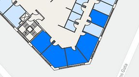 
							Planritning för Spaces Göteborg Gamlestan, 5 privata rum, 84 m²