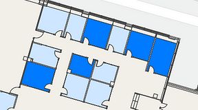 
							Planritning för Spaces Umami Park Sundbyberg, 5 privata rum, 79 m²