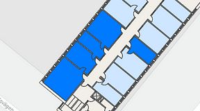 
							Planritning för Regus Almedal, 5 privata rum, 107 m²