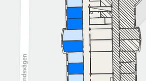 Planritning för FASTOFFICE Johanneslundsvägen 2, 4 privata rum, 52 m²