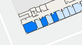 
							Planritning för FASTOFFICE Södertälje, 3 privata rum, 45 m²