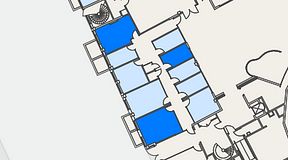 
							Planritning för Genetor K6, 3 privata rum, 46 m²