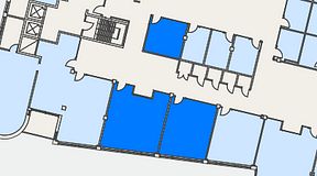 
							Planritning för Flexiwork Hovet, 3 privata rum, 93 m²