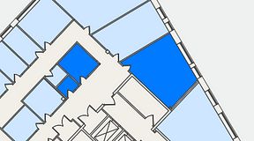 Planritning för United Spaces Lindholmen, 3 privata rum, 66 m²