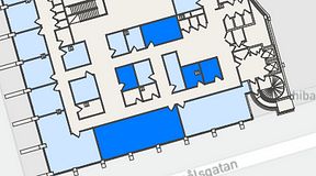 
							Planritning för United Spaces Östra Hamngatan, 5 privata rum, 104 m²