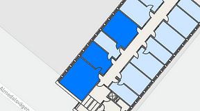 
							Planritning för Regus Almedal, 3 privata rum, 81 m²