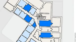 
							Planritning för Entreprenörsgatan Kungsgatan, 5 privata rum, 74 m²