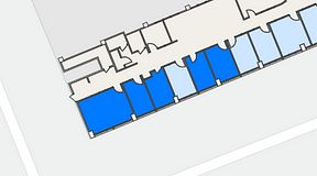 
							Planritning för FASTOFFICE Södertälje, 5 privata rum, 67 m²