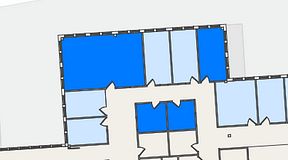 
							Planritning för FirstOffice Säveån, 4 privata rum, 89 m²