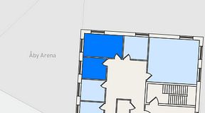 Planritning för FirstOffice Åby Arena, 2 privata rum, 26 m²