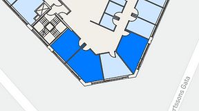 
							Planritning för Spaces Göteborg Gamlestan, 3 privata rum, 57 m²