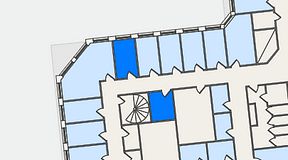 
							Planritning för QuickOffice Kista, 2 privata rum, 16 m²