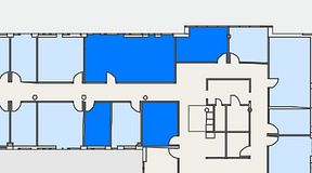 
							Planritning för FirstOffice Arenavägen 33, 4 privata rum, 79 m²