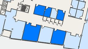 
							Planritning för Flexiwork Hovet, 5 privata rum, 112 m²