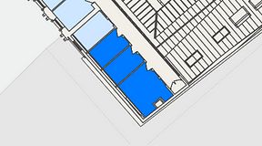 
							Planritning för Banken Coworking, 3 privata rum, 42 m²