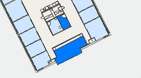 
							Planritning för Convendum Västra Järnvägsgatan 3, 2 privata rum, 28 m²