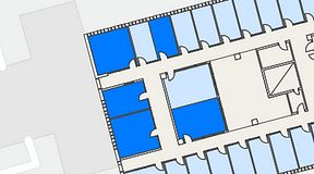 
							Planritning för Regus Lidingö, 5 privata rum, 86 m²