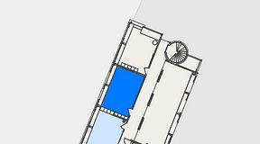 
							Planritning för Arena Läppstiftet, 2 privata rum, 45 m²