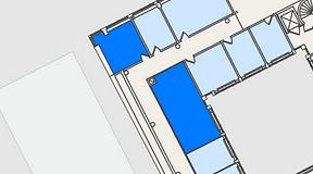 Planritning för iOffice Drottninggatan 33, 2 privata rum, 52 m²