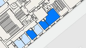 
							Planritning för Spaces Gamla Stan, 3 privata rum, 36 m²