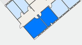 
							Planritning för FASTOFFICE Knivsta, 2 privata rum, 61 m²