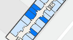 
							Planritning för Regus Almedal, 5 privata rum, 72 m²