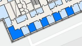 Planritning för Spaces Lindholmen, 5 privata rum, 51 m²