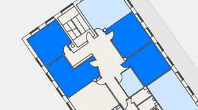 Planritning för Regus Östersund, 4 privata rum, 89 m²