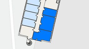 
							Planritning för FirstOffice Mobilia, 3 privata rum, 60 m²