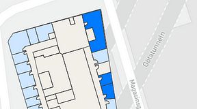 
							Planritning för Walborg Ventures, 3 privata rum, 85 m²