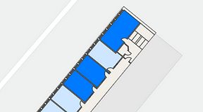 
							Planritning för Regus Almedal, 3 privata rum, 70 m²