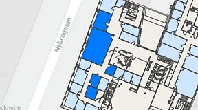 Planritning för Regus Östermalmstorg, 5 privata rum, 102 m²