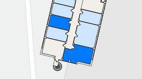 
							Planritning för FirstOffice Mobilia, 2 privata rum, 35 m²