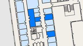 
							Planritning för Spaces Nordenskiöldsgatan, 4 privata rum, 43 m²
