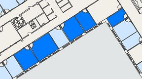 
							Planritning för Regus Kistagången 20b, 5 privata rum, 74 m²