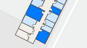 
							Planritning för Quick Office Älvsjö, 3 privata rum, 60 m²