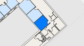 
							Planritning för Banken Coworking, 1 privata rum, 17 m²