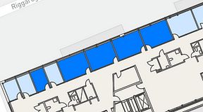
							Planritning för Workopolis, 5 privata rum, 74 m²