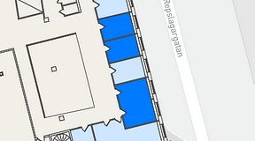 
							Planritning för THE WORKS Medborgarplatsen, 3 privata rum, 44 m²