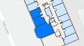 
							Planritning för Regus Helsingborg Södergatan, 3 privata rum, 58 m²