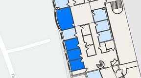 
							Planritning för FirstOffice Sävedalen, 4 privata rum, 57 m²