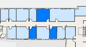 
							Planritning för FirstOffice Arenavägen 33, 3 privata rum, 40 m²