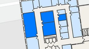 
							Planritning för Spaces Nordenskiöldsgatan, 4 privata rum, 105 m²