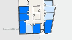 
							Planritning för Regus Täby, 5 privata rum, 66 m²