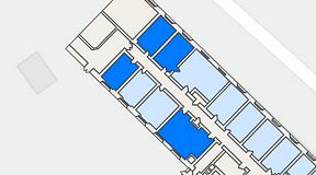 Planritning för FASTOFFICE Söderhamn, 4 privata rum, 75 m²
