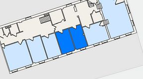 
							Planritning för Entreprenörsgatan Södra Larmgatan, 2 privata rum, 34 m²
