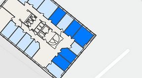 
							Planritning för FASTOFFICE Lidingö Torsvik, 5 privata rum, 57 m²