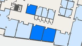 
							Planritning för Flexiwork Hovet, 3 privata rum, 81 m²